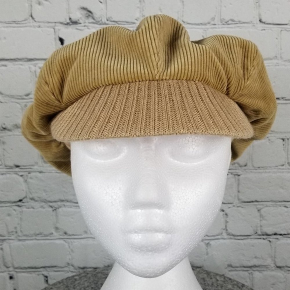 Vintage corduroy brimmed newsboy cap hat